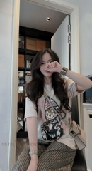 BỘ CỘC ÁO HÌNH THỎ ĐỘI MŨ QUẦN KẺ NỮ SẴN