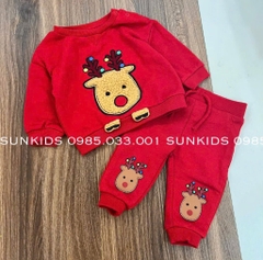 SET BỘ NỈ DÀI NOEL ĐỎ TUẦN LỘC XINH YÊU CHO BÉ SẴN (XẢ 55k)