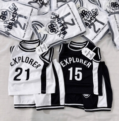 BỘ BÓNG RỔ 21 EXPLORER ĐEN TRẮNG BÉ TRAI
