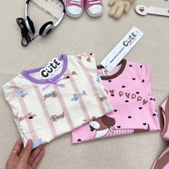 SET 2 BỘ DÀI TÍM HAPPY PUPPY CHO BÉ GÁI