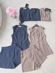 SET KẺ CÚC BỌC VẠT MỞ MIX SHORT NỮ SẴN (SALE 171k)