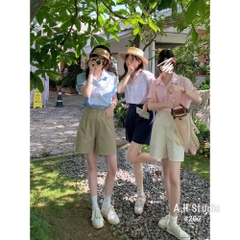SƠ MI KHUY GỖ CỘC TAY SẴN