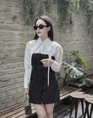 SET VÁY CÚP MIX ÁO SƠ MI CỔ CÁCH ĐIỆU NỮ SẴN