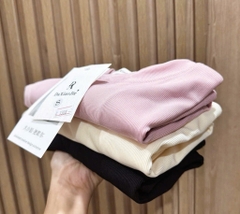 SET 3 ÁO DÀI TAY CỔ TRÒN TRƠN ĐEN BE HỒNG NỮ THU ĐÔNG SẴN