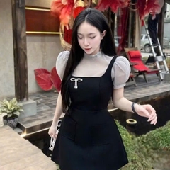 VÁY PHỐI XẾP LI CỔ TAY BỒNG NỮ SẴN( SALE 144k )