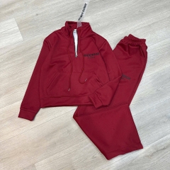 SET NỈ 2 DA ĐỎ CỔ KÉO KHOÁ NỮ THU ĐÔNG