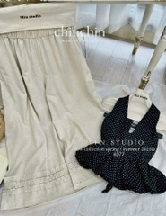 SET YẾM CỔ CHẤM BI THAN BỒNG KÈM QUẦN SUÔNG NỮ SẴN