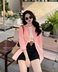 ÁO SƠ MI HỒNG NỮ