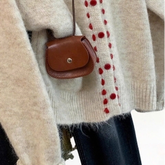 ÁO LEN CARDIGAN CÚC ĐỎ NỮ THU ĐÔNG SẴN