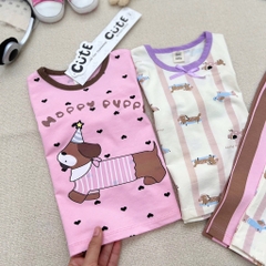 SET 2 BỘ DÀI TÍM HAPPY PUPPY CHO BÉ GÁI