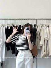 ÁO PHÔNG NỮ KẺ SỌC THÊU POLO 3M NEW(xả 48k)