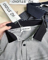 ÁO POLO KẺ CỔ ĐEN 2 MÀU NỮ
