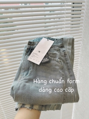 QUẦN JEANS NỮ RÁCH GẤU PHỐI ĐỈA ỐNG SUÔNG SẴN
