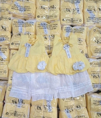 SET ÁO BÍ MIX QUẦN THÊU BOI KÈM DÂY BUỘC TÓC BÉ GÁI SẴN