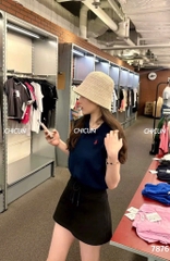 ÁO LEN CỔ POLO THÊU NGỰA MÀU XANH THAN NỮ SẴN