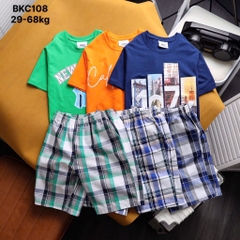 SET ÁO PHỒNG QUẦN KẺ CARO BÉ TRAI
