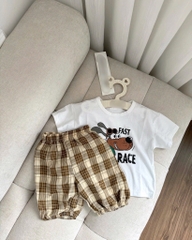 SET ÁO COTTON QUẦN ĐŨI FAST ROAD RACE CHO BÉ