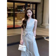 SET LINEN SÁT NÁCH CỘC TAY CVAY DÁNG DÀI NỮ SẴN