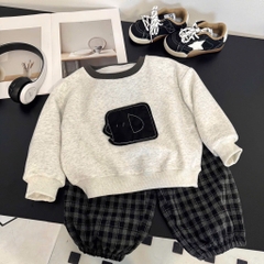 SET BỘ DÀI NỈ ĐANH THÊU HOẠ TIẾT KÈM QUẦN KẺ BÉ TRAI