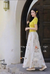 SET ÁO VÀNG CHÂN VÁY DÀI HOA NỮ