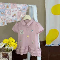 VÁY POLO CỔ BẺ 3 TẦNG HÀN QUỐC CHO BÉ GÁI