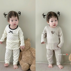 SET 2 BỘ DÀI XÁM KEM - NÂU BE BÉ GÁI