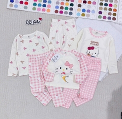 SET 3 BỘ DÀI MÈO PASTEL NƠ KẺ HỒNG BÉ GÁI SẴN