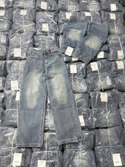 QUẦN SUÔNG JEAN NỮ PHỐI ĐỈA ĐỎ SẴN