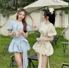 VÁY CHUN EO TAY BỒNG NỮ (Xả 89k)