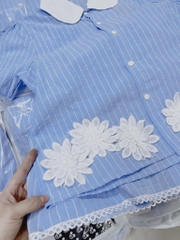 SET BÈO PHỐI HOA KẺ XANH DƯƠNG NỮ