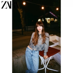 ÁO SƠ MI KẺ CARO ZRA THÊU HOA VINTAGE NỮ (XẢ 109k)