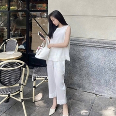 SÉT BỘ ĐŨI TRẮNG ÁO SÁT NÁCH QUẦN SUÔNG NỮ SẴN