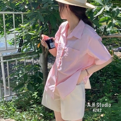 SƠ MI KHUY GỖ CỘC TAY SẴN