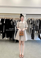 VÁY KẺ LI NGỰC PHỐI CỔ DÁNG XUÔNG NỮ SẴN