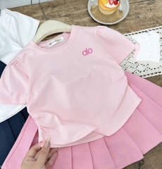 SET ÁO VÁY HỒNG THẮT KHĂN BÉ GÁI