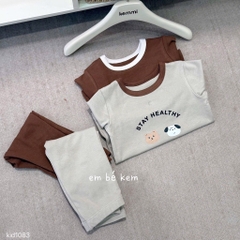 SET 2 BỘ DÀI TÂY TONE NÂU BE CHO BÉ TRAI BÉ GÁI