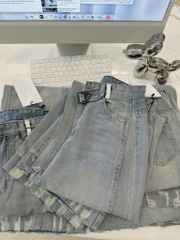 QUẦN JEANS NỮ RÁCH GẤU PHỐI ĐỈA ỐNG SUÔNG SẴN