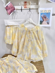 SET BỘ BÈO VÀNG HOẠ TIẾT NỮ
