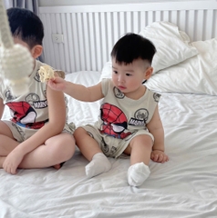 SÉT 2 BỘ BA LỖ COTTON NGƯỜI NHỆN MARVEL TONE GHI BÉ TRAI( SALE 95k)
