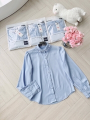ÁO SƠ MI GU XANH DƯƠNG CỔ REN NỮ
