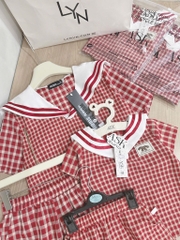 SET BỘ MẸ BÉ THUỶ THU CARO ĐỎ SẴN (XẢ 59k)
