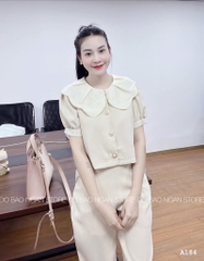SET BỘ PHỐI CỔ TƠ HOA QUẦN SUÔNG(155k xả)