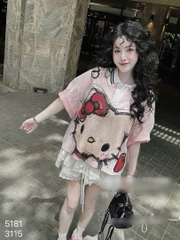ÁO PHÔNG RÔNG HELLO KITTY CỔ BẺ NỮ SẴN