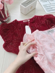 VÁY TƠ KIM SA 2 LỚP TAY BỔNG KHOÁ TRƯỚC NỮ SẴN(SALE 148k)