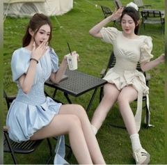 VÁY CHUN EO TAY BỒNG NỮ (Xả 89k)