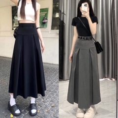 CHÂN VÁY DÀI XẾP LI KÈM ĐAI- xả 97k