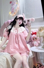 BỘ NGỦ VIỀN REN CỔ SEN HỒNG NỮ (xả 75k)