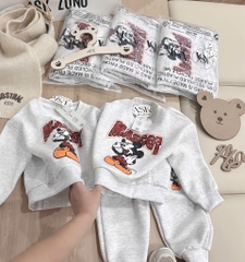 BỘ DÀI NỈ HAI DA MICKEY XÁM BÉ GÁI