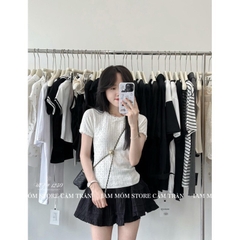 ÁO NỮ LEN LẠNH PHỐI REN BÈO ĐÍNH NƠ(xả 39k)