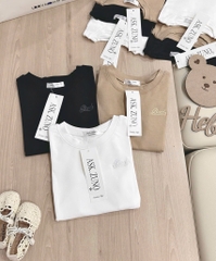 SET 3 ÁO CỘC THÊU BAD ĐEN TRẮNG BE NỮ SẴN
